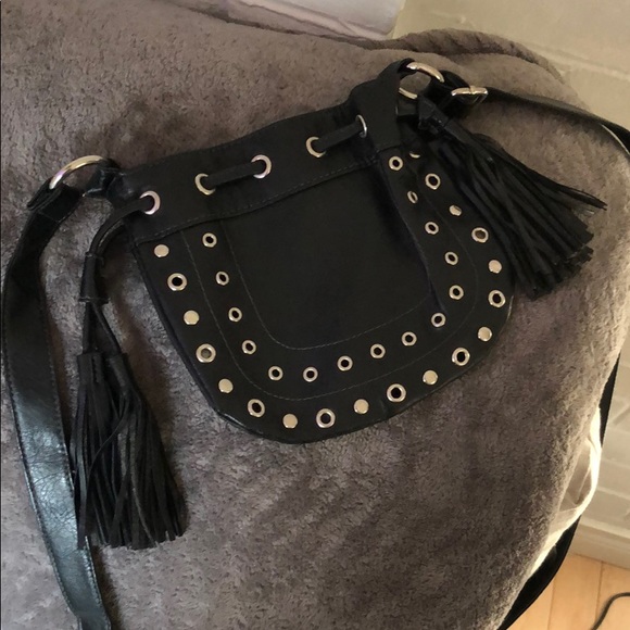 Black Studded Cross Body Giannini Bag - Picture 4 of 11
